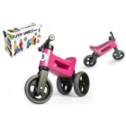 Odrážedlo růžové FUNNY WHEELS 2v1 výška sedadla nastavitelná 28/31cm nosnost 50kg 18m+ v krabici