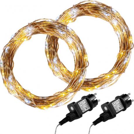 Sada 2 kusů světelných drátů 50 LED - teplá/studená bílá