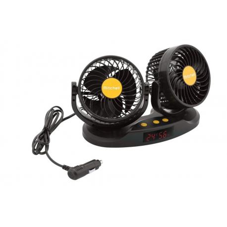 Ventilátor MITCHELL DUO na palubní desku s teploměrem - 24V