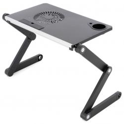 ﻿Notebookový stolek s USB větrákem - stříbrnočerný