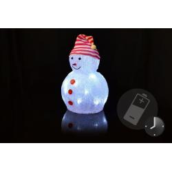 Vánoční dekorace - akrylový sněhulák, studeně bílý