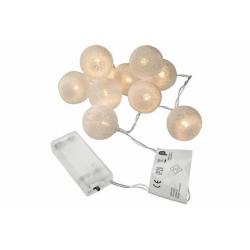 LED světelná dekorace - háčkované koule, 10 LED, teple bílé