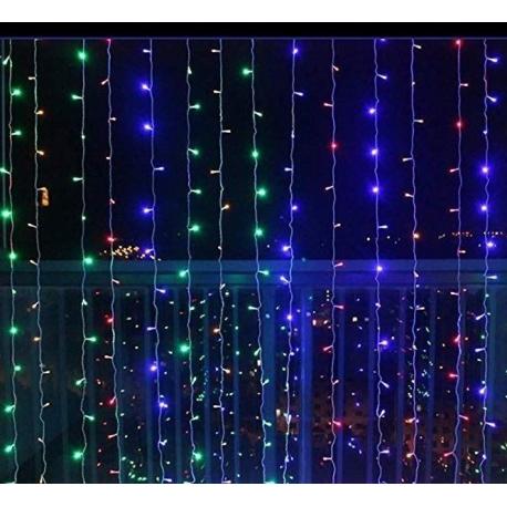 Vánoční světelný závěs - 3x3 m, 300 LED, barevný