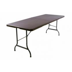 Skládací zahradní stůl v ratanovém designu - hnědý 180x75 cm