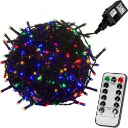 Vánoční osvětlení 5 m, 50 LED, barevné, zel.kabel, ovladač