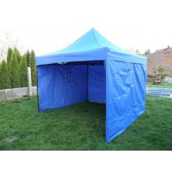 Zahradní párty stan DELUXE nůžkový + boční stěny - 3 x 3 m modrá
