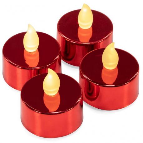 Dekorativní sada 4 LED čajových svíček na baterie, červené