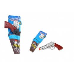 Pistole klapací + policejní odznak plast 22cm 2 barvy na kartě