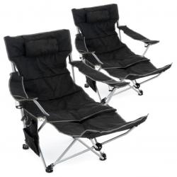 Sada 2 ks kempingových židlí s odnímatelná podnožkou, černá