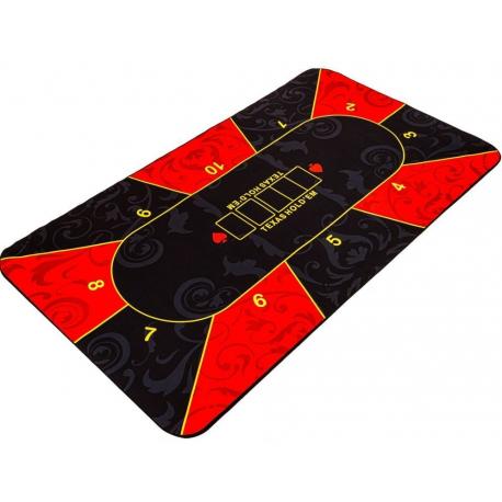 Skládací pokerová podložka, červená/černá, 200 x 90 cm