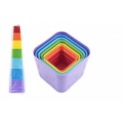 Kubus pyramida skládanka plast hranatá barevná 7 ks v sáčku