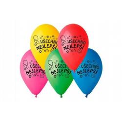 Balonek nafukovací 10&apos &apos  průměr 26 cm Všechno nejlepší 10 ks