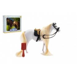 Kůň česací s hřebenem plast 18cm 2 barvy v krabičce 20x17x2cm