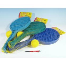 Soft tenis plast barevný+míček 53cm v síťce