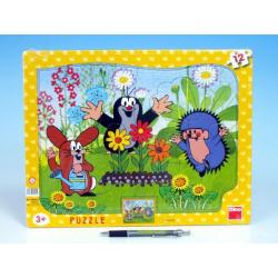 Puzzle deskové tvary Krtek zahradník 36x28cm 12 dílků