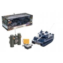 Tank RC plast 33cm TIGER I 27MHz na baterie+dobíjecí pack se zvukem a světlem v krabici 40x15x19cm