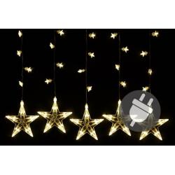 Vánoční dekorace - svítící hvězdy, 100 LED, teple bílé