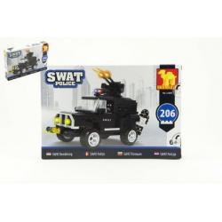 Stavebnice Dromader SWAT Policie Auto 206ks v krabici 32x21,5x5cm