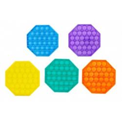 Bubble pops - Praskající bubliny silikon antistresová spol. hra 5 barev osmihran 12x12cm v sáčku