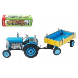Traktor Zetor s valníkem modrý na klíček kov 28cm Kovap v krabičce