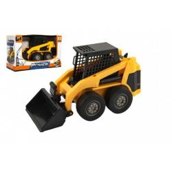 Stavební stroj nakladač plast 23cm na setrvačník v krabici 25x16x11cm