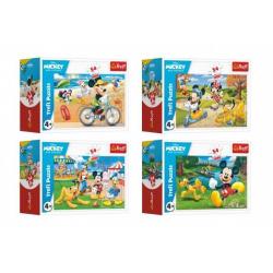 Minipuzzle 54 dílků Mickey Mouse Disney/ Den s přáteli 4 druhy v krabičce 9x6,5x4cm 40ks v boxu