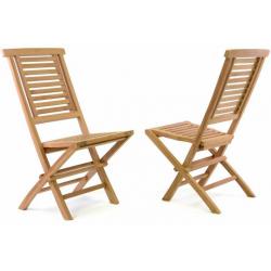 Sada 2 ks Skládací zahradní židle DIVERO Hantown - týkové dřevo