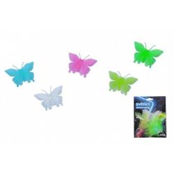 Samolepky na zeď motýl 6ks plast svítící ve tmě v sáčku 13x17cm