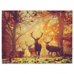 Nástěnná malba  jelení stádo, 30 LED, 30 x 40 cm