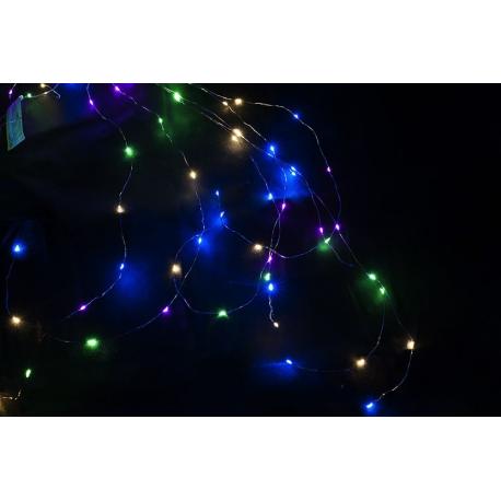 Vánoční dekorativní osvětlení – drátky - 64 LED barevné