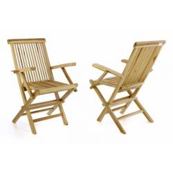 Sada 2 kusů zahradní židle DIVERO skládací - týkové dřevo