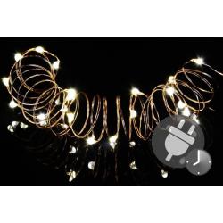 Vánoční světelný řetěz - MINI 50 LED s časovačem - teple bílá