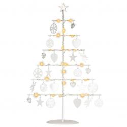 Vánoční kovový dekorační strom - bílý, 25 LED, teple bílá