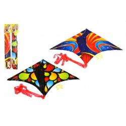 Drak létající plast 61x114cm barevný 2 druhy v sáčku 10x60cm