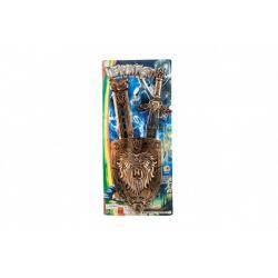 Meč se štítem a pouzdrem plast 55 cm na kartě 25 x 57 cm