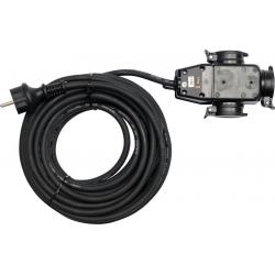 Prodlužovací kabel s gumovou izolací -  20 m, 3 zásuvky