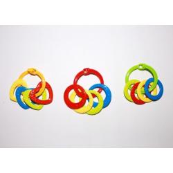 Kroužky se 4 tvary plast srdíčka, kolečka mix barev 3 m+