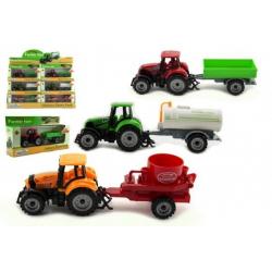 Traktor s přívěsem plast/kov 19cm