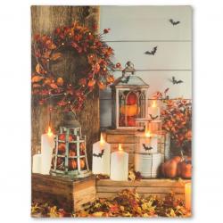 Nástěnná malba podzimní listí, 5 LED, 30 x 40 cm