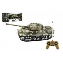 Tank RC plast 25cm na baterie se zvukem se světlem v krabici 34x14x14cm