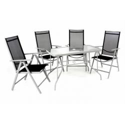 Zahradní skládací set stůl + 4 židle - černá