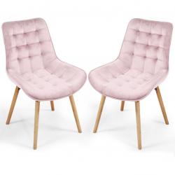 MIADOMODO Sada prošívaných jídelních židlí, růžová, 2 ks