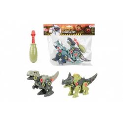 Dinosaurus šroubovací 2ks plast 18cm se šroubovákem